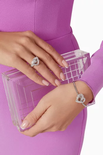 Matrix Heart Crystal Bracelet in Rhodium-plated Metal