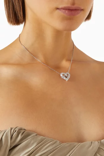 Matrix Heart Crystal Necklace in Rhodium-plated Metal