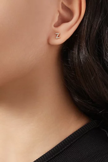 Z Letter Diamond Single Stud Earring in 18kt Gold