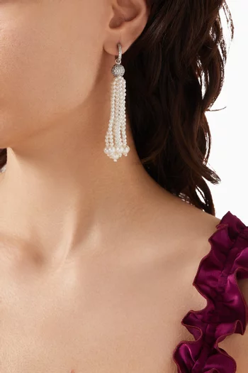 Selina Pearl Tassel Earrings in Sterling Silver