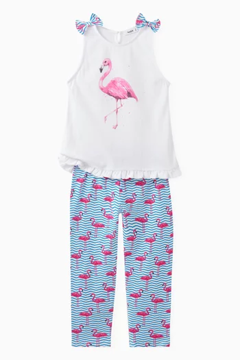 Flamingo Print Pam Leggings in Cotton Stretch