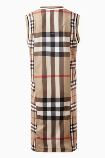 Contrast Check Dress in Mesh