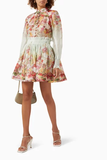 Wonderland Floral Flip Skirt in Silk-linen