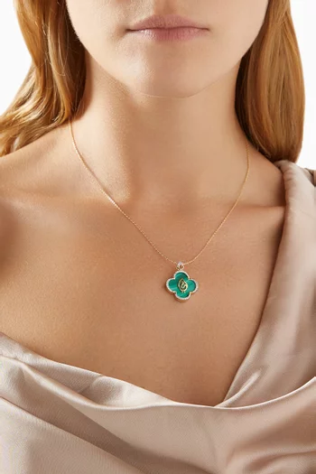 Ummi Necklace with Diamonds & Malachite in 18kt Yellow Gold