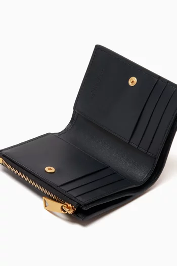 Small Bi-fold Zip Wallet in Intreccio Leather