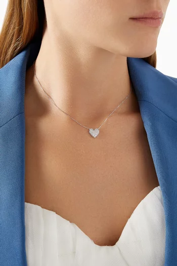 Diamond Heart Pendant Necklace in 18kt White Gold