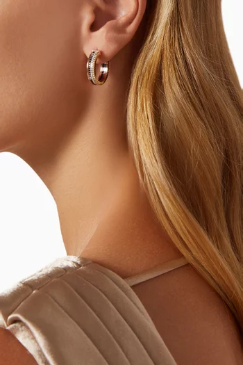 XS Quatre Classic Diamond Hoop Earrings in 18kt Mixed Gold