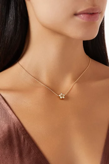 Kira Flower Enamel Pendant Necklace in Gold-plated Brass