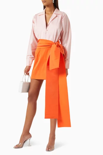 Claire Colour-block Mini Dress in Cotton-poplin & Taffeta