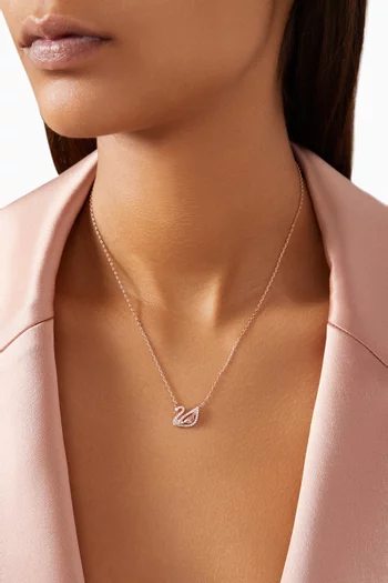 Dazzling Swan Necklace in Rose-gold Plated Metal