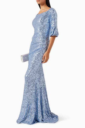 Sequin-embellished Off-shoulder Gown