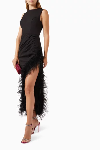 Feather Wrap Dress in Crepe