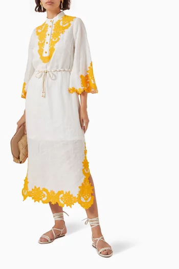 Raie Embroidered Trim Dress in Cotton