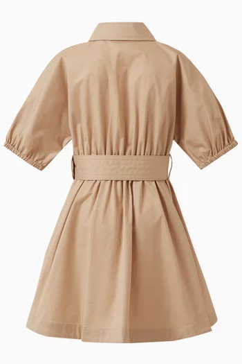 Short Sleeved Trench Dress in Cotton Stretch