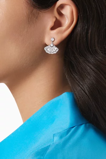 Fan Crystal Earrings in Sterling Silver