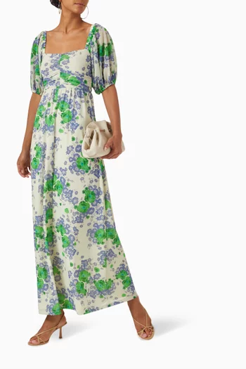Floral-print Maxi Dress in Mesh