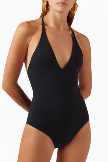 Halterneck One-piece Swimsuit in Cotton-jersey