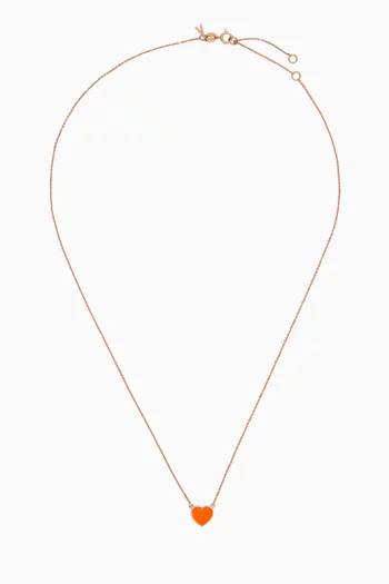 Heart Enamel Necklace in 18kt Rose Gold