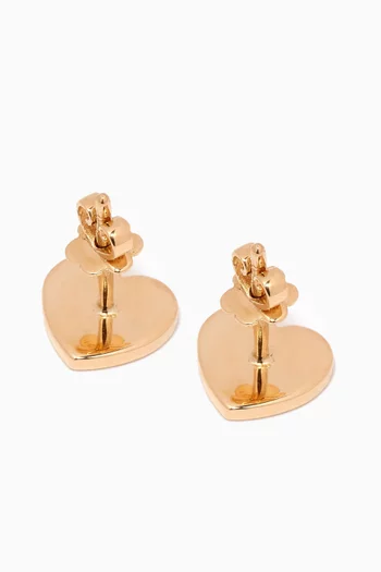 Heart Enamel Stud Earrings in 18kt Gold