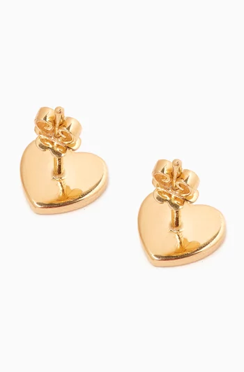 Heart Enamel Stud Earrings in 18kt Yellow Gold