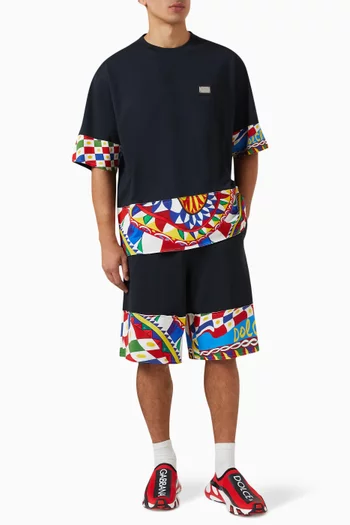Carretto Print Shorts in Cotton Jersey