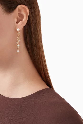 Kiku Freshwater Pearl Charm Drop Earrings in 18kt Gold