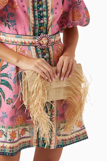 Small Bronte Clutch Bag in Buriti Palm Straw