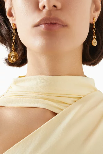 Clusty Mismatch Pendant Earrings in Gold-plated Brass