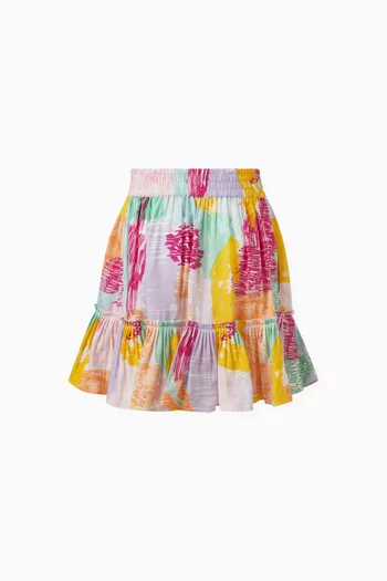 Abstract Doodle Print Skirt in Viscose