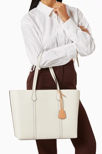 Perry Triple-compartment Tote Bag in Leather