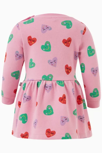 Hearts-print Dress in Cotton