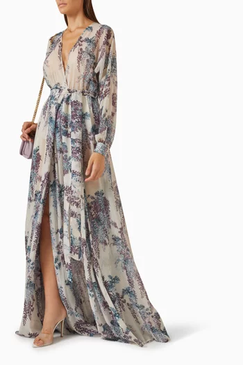 Floral-print Maxi Dress in Voile