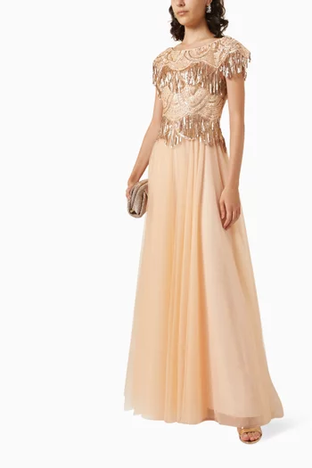 Sequin-embellished Princess-cut Gown in Tulle