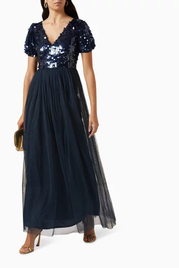 Disc-sequin Maxi Dress in Tulle