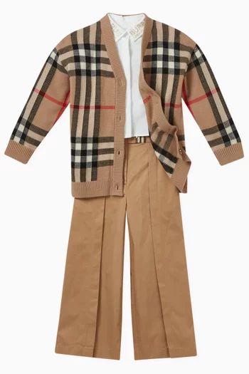 Vintage Check-pattern Cardigan in Wool