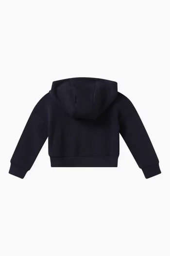 Logo Zipped Hooded Cardigan in Polyester