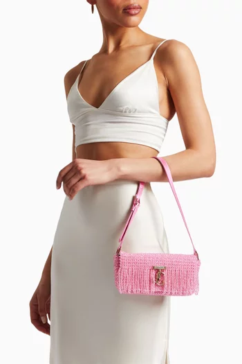 Mini Avenue Embellished Shoulder Bag in Satin