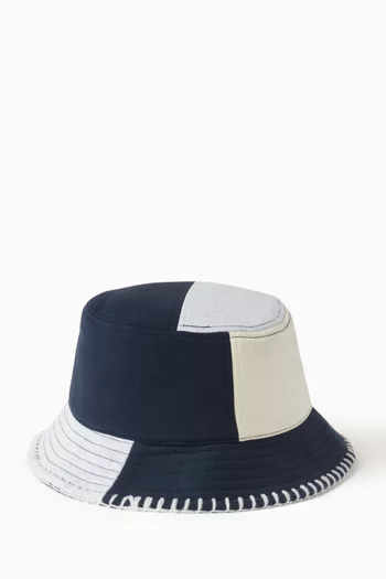 Multi-panelled Logo Bucket Hat in Fleece