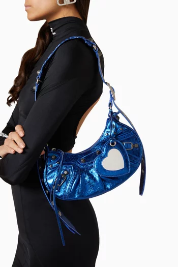 XSmall Le Cagole Shoulder Bag in Metallized Arena Lambskin