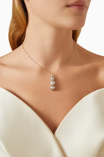 Amulette Pearl & Diamond Drop Necklace in 18kt Yellow Gold
