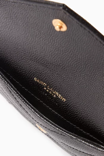 Cassandre Matelassé Fragments Flap Card Case in Grain De Poudre Embossed Leather