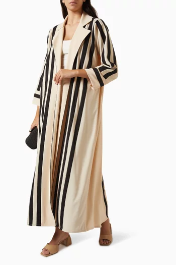 Contrast-striped Abaya in Crepe