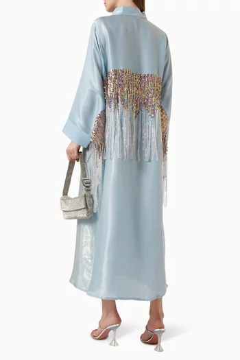 Sequin-embellished Fringe Maxi Dress in Silk-lamé