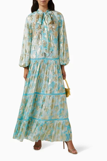 Kasba Tiered Maxi Dress in Lurex-georgette