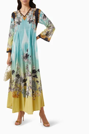 Printed Jalabiya Dress in Cotton