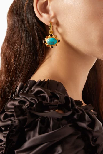 Laia Hoop Drop Earrings in 24kt Gold-plated Brass