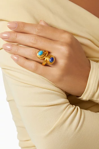 Leela Stone Ring in 24kt Gold-plated Brass