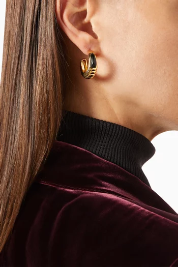 Wavy Ridge Gemstone Medium Hoop Earrings in 18kt Recycled Gold-plated Brass