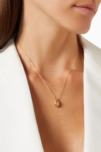 Wavy Ridge Droplet Pendant Necklace in 18kt Recycled Gold-plated Sterling Silver