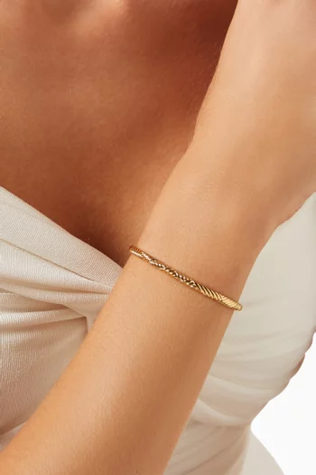 Wavy Ridge Gemelli Cuff Bracelet in 18kt Recycled Gold-plated Brass